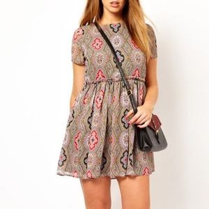 ASOS Skater Swing Dress In Paisley Print